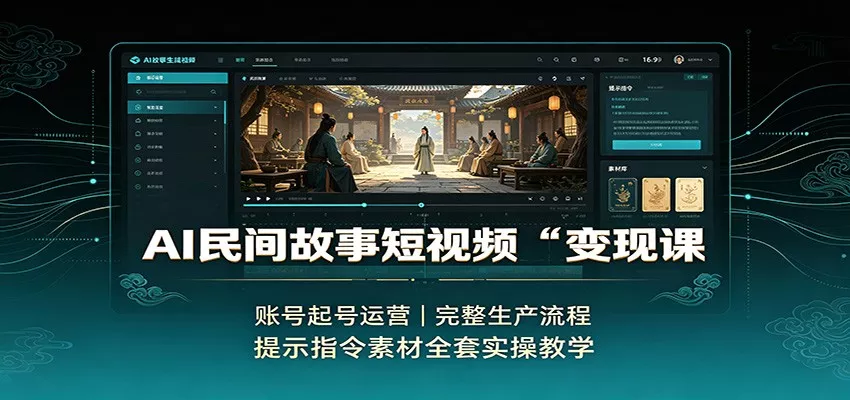 AI民间故事短视频变现课：账号起号运营，完整生产流程，提示指令素材全套实操教学-2爱1学习资源网-伴学无忧