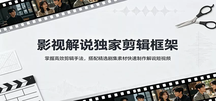 影视解说独家剪辑框架：掌握高效剪辑手法，搭配精选剧集素材快速制作解说短视频-2爱1学习资源网-伴学无忧