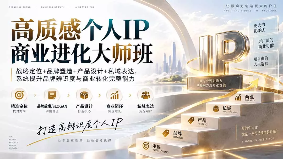 高质感个人IP商业进化大师班：战略定位+品牌塑造+产品设计+私域表达，系统提升品牌辨识度与商业转化完整能力-2爱1学习资源网-伴学无忧
