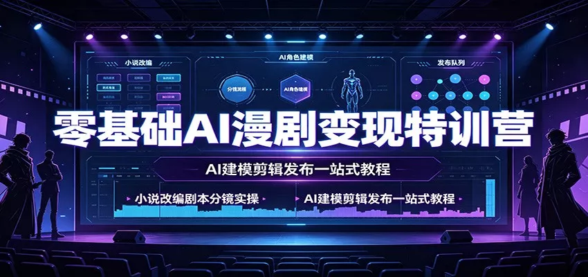零基础AI漫剧变现特训营：小说改编剧本分镜实操，AI建模剪辑发布一站式教程-2爱1学习资源网-伴学无忧