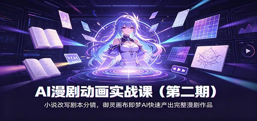 AI漫剧动画实战课(第二期)：小说改写剧本分镜，御灵画布即梦AI快速产出完整漫剧作品-2爱1学习资源网-伴学无忧