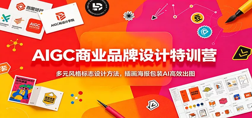 AIGC商业品牌设计特训营：多元风格标志设计方法，插画海报包装AI高效出图-2爱1学习资源网-伴学无忧