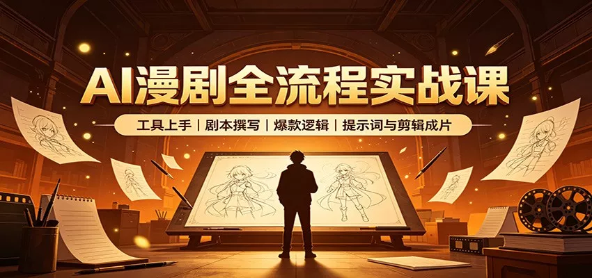 AI漫剧全流程实战课：工具上手、剧本撰写、爆款逻辑、提示词与剪辑成片-2爱1学习资源网-伴学无忧