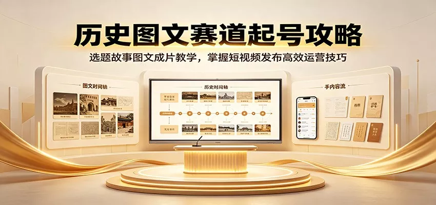 历史图文赛道起号攻略：选题故事图文成片教学，掌握短视频发布高效运营技巧-2爱1学习资源网-伴学无忧