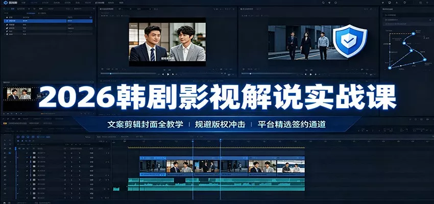 2026韩剧影视解说实战课：文案剪辑封面全教学，规避版权冲击平台精选签约通道-2爱1学习资源网-伴学无忧