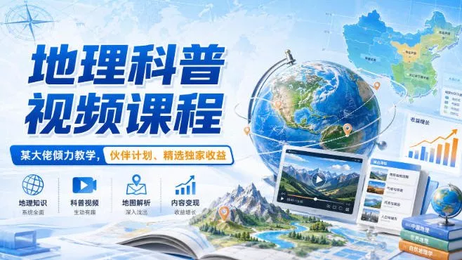 地理科普视频课程，某大佬倾力教学，伙伴计划、精选独家收益-2爱1学习资源网-伴学无忧