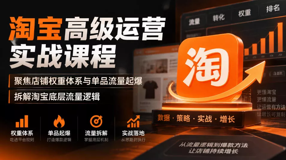 淘宝高级运营实战课程,聚焦店铺权重体系与单品流量起爆,拆解淘宝底层流量逻辑-2爱1学习资源网-伴学无忧