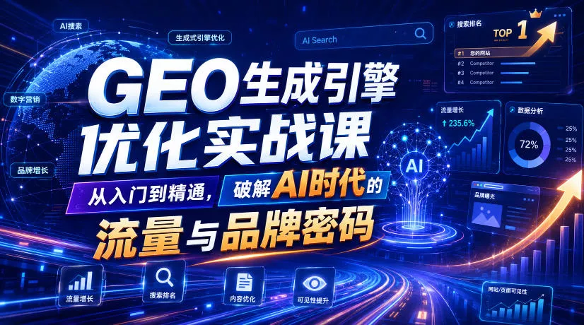 GEO生成引擎优化实战课，从入门到精通，破解AI时代的流量与品牌密码-2爱1学习资源网-伴学无忧