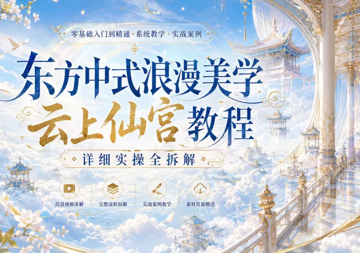 东方中式浪漫美学云上仙宫教程,详细实操全拆解-2爱1学习资源网-伴学无忧