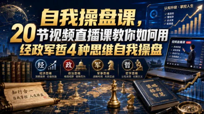 【无水印】自我操盘课，20节视频直播课教你如何用经政军哲4种思维自我操盘(更新0924)-2爱1学习资源网-伴学无忧