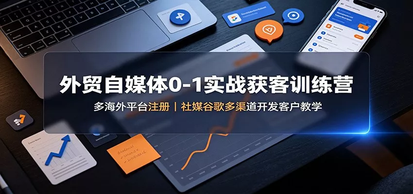 外贸自媒体0-1实战获客训练营：多海外平台注册，社媒谷歌多渠道开发客户教学-2爱1学习资源网-伴学无忧