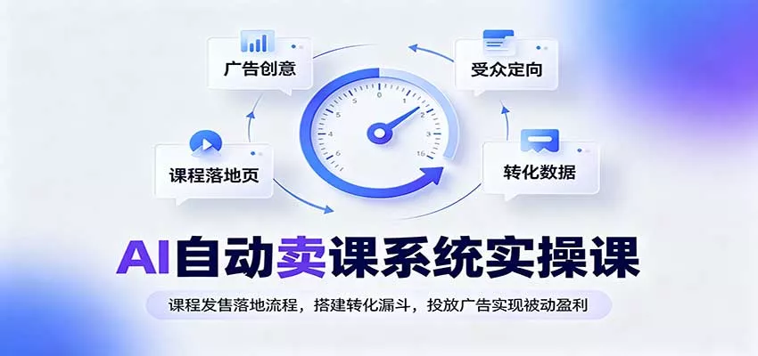 AI自动卖课系统实操课：课程发售落地流程，搭建转化漏斗，投放广告实现被动盈利-2爱1学习资源网-伴学无忧