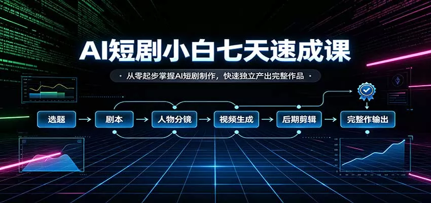 AI短剧小白七天速成课:从零起步掌握AI短剧制作,快速独立产出完整作品-2爱1学习资源网-伴学无忧
