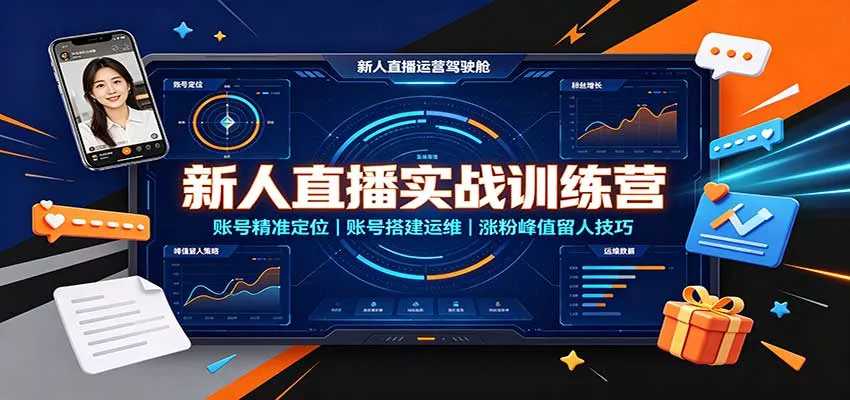 新人直播实战训练营:账号精准定位,账号搭建运维,涨粉峰值留人技巧-2爱1学习资源网-伴学无忧