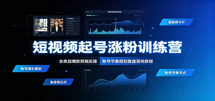 短视频起号涨粉训练营:全类目爆款剪辑实操,账号节奏规划复盘落地教程-2爱1学习资源网-伴学无忧