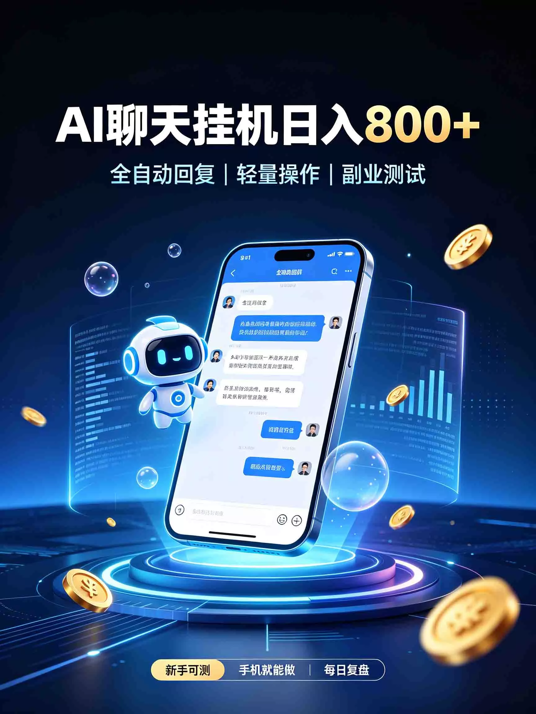 AI聊天挂机，日入800+，适用个人副业，工作室矩阵操作-2爱1学习资源网-伴学无忧