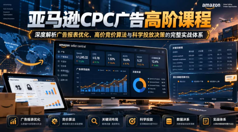 亚马逊CPC广告高阶课程,深度解析广告报表优化、高价竞价算法与科学投放决策的完整实战体系-2爱1学习资源网-伴学无忧