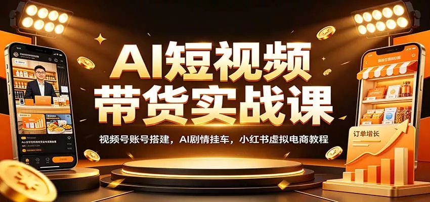 AI短视频带货实战课：视频号账号搭建，AI剧情挂车，小红书虚拟电商教程-2爱1学习资源网-伴学无忧