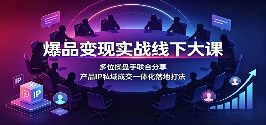 爆品变现实战线下大课：多位操盘手联合分享，产品IP私域成交一体化落地打法-2爱1学习资源网-伴学无忧