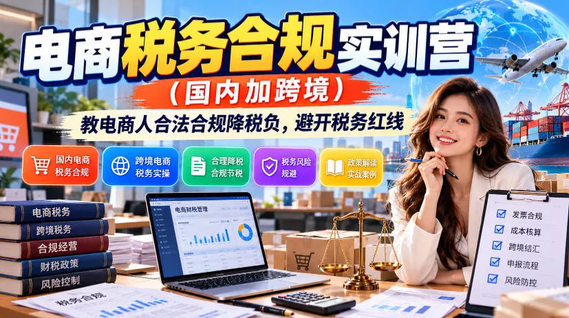 电商税务合规实训营(国内加跨境)，教电商人合法合规降税负，避开税务红线-2爱1学习资源网-伴学无忧