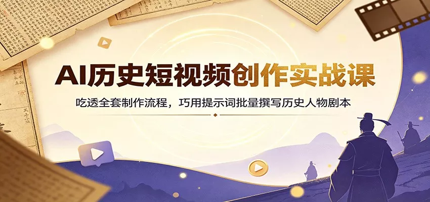 AI历史短视频创作实战课：吃透全套制作流程，巧用提示词批量撰写历史人物剧本-2爱1学习资源网-伴学无忧