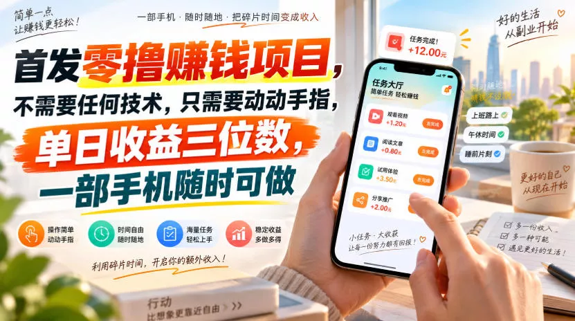 首发零撸賺钱项目，不需要任何技术，只需要动动手指，单日收益三位数，一部手机随时可做【揭秘】-2爱1学习资源网-伴学无忧