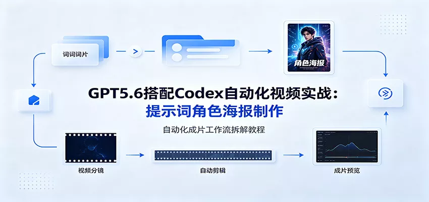 GPT5.6搭配Codex自动化视频实战:提示词角色海报制作,自动化成片工作流拆解教程-2爱1学习资源网-伴学无忧