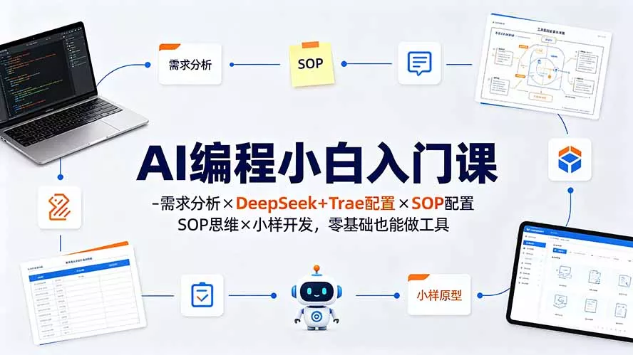 AI编程小白入门课-需求分析×DeepSeek+Trae配置×SOP思维×小样开发，零基础也能做工具-2爱1学习资源网-伴学无忧
