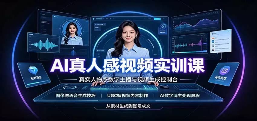 AI真人感视频实训课：图像语音生成，UGC内容制作，AI数字博主变现教程-2爱1学习资源网-伴学无忧
