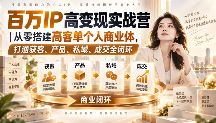 百万IP高变现实战营｜从零搭建高客单个人商业体，打通获客、产品、私域、成交全闭环-2爱1学习资源网-伴学无忧