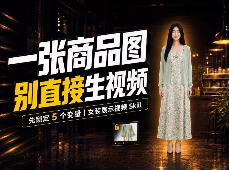 女装AI视频总翻车?问题不在提示词,女装展示视频Skill先锁定5个变量! 女装AI视频总翻车?问题不在提示词,女装展示视频Skill先锁定5个变量!