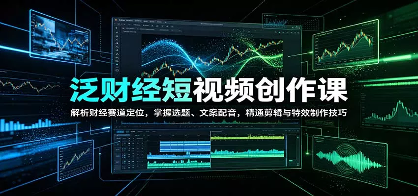 泛财经短视频创作课：解析财经赛道定位，掌握选题、文案配音，精通剪辑与特效制作技巧-2爱1学习资源网-伴学无忧