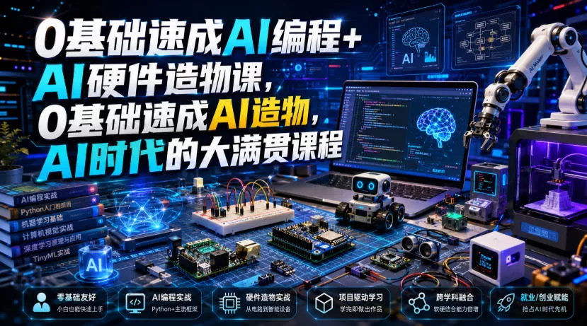 0基础速成AI编程+AI硬件造物课，0基础速成AI造物，AI时代的大满贯课程-2爱1学习资源网-伴学无忧