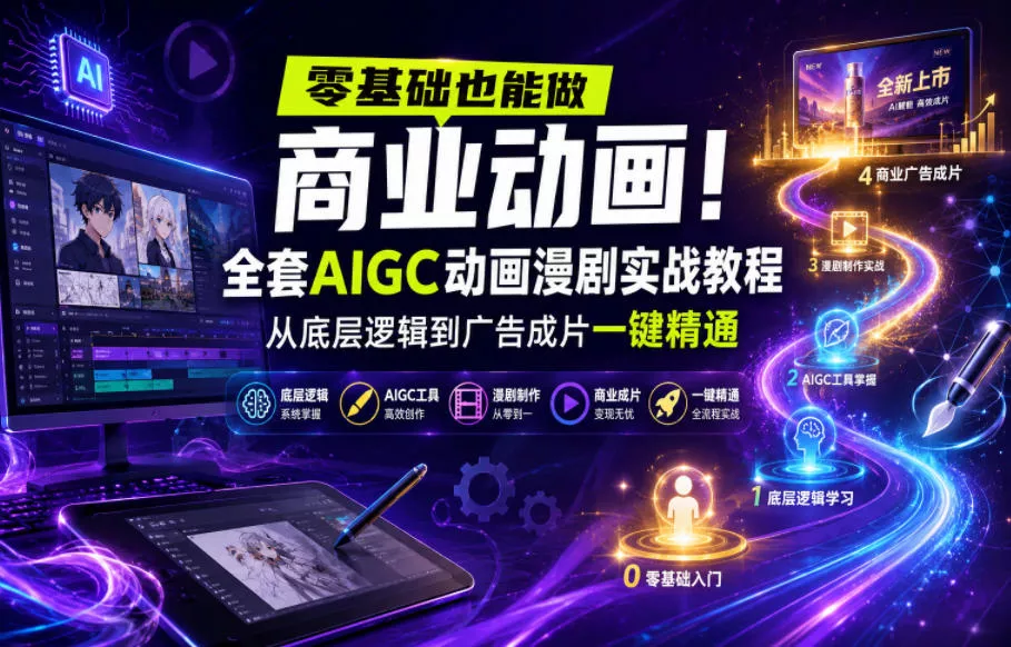 零基础也能做商业动画！全套AIGC动画漫剧实战教程，从底层逻辑到广告成片一键精通(更新0905)-2爱1学习资源网-伴学无忧