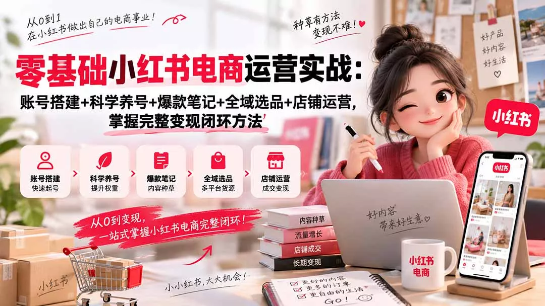 零基础小红书电商运营实战:账号搭建+科学养号+爆款笔记+全域选品+店铺运营,掌握完整变现闭环方法 零基础小红书电商运营实战:账号搭建+科学养号+爆款笔记+全域选品+店铺运营,掌握完整变现闭环方法