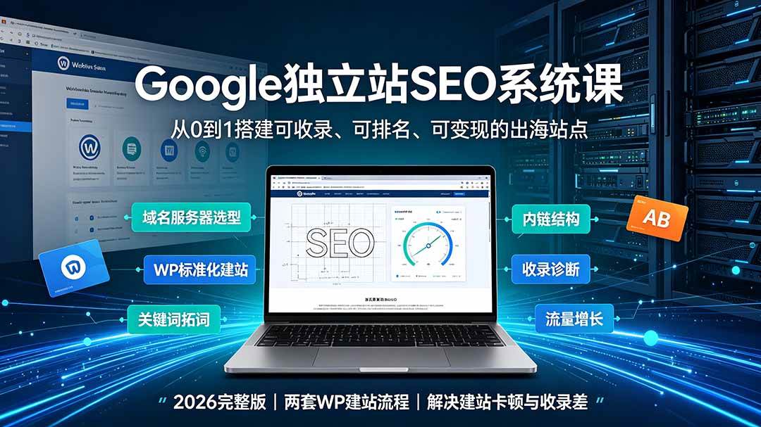 (19426期)Google独立站SEO-7月系统课:出海基建×WordPress建站×AI内容生产×站内外优化×Search Console×AdSense变现-2爱1学习资源网-伴学无忧