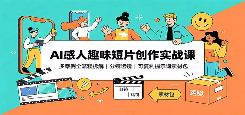 AI感人趣味短片创作实战课：多案例全流程拆解，分镜运镜，可复制提示词素材包-2爱1学习资源网-伴学无忧