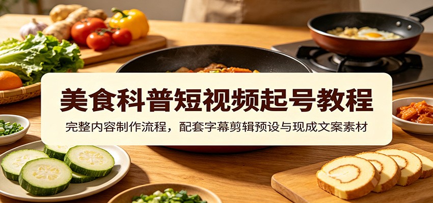 美食科普短视频起号教程：完整内容制作流程，配套字幕剪辑预设与现成文案素材-2爱1学习资源网-伴学无忧