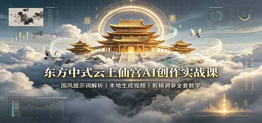 东方中式云上仙宫AI创作实战课：国风提示词解析，本地生成视频，剪辑调参全套教学-2爱1学习资源网-伴学无忧