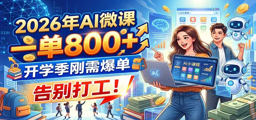 2026年AI微课，一单800+，开学季刚需爆单，告别打工！-2爱1学习资源网-伴学无忧