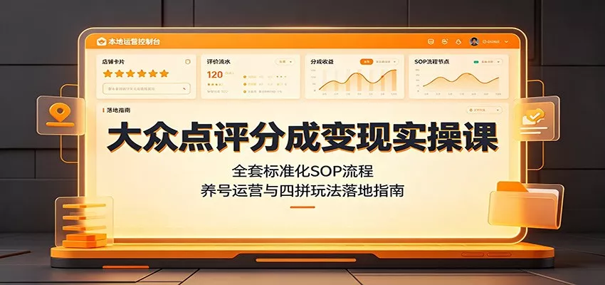 大众点评分成变现实操课：全套标准化SOP流程，养号运营与四拼玩法落地指南-2爱1学习资源网-伴学无忧