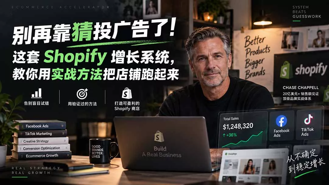 别再靠猜投广告了!这套 Shopify 增长系统,教你用实战方法把店铺跑起来【原创双语字幕】-2爱1学习资源网-伴学无忧