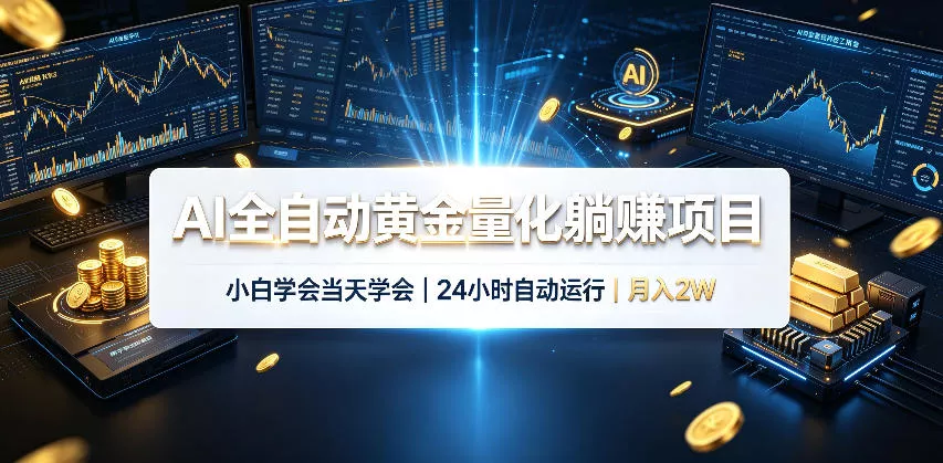 AI全自动黄金量化躺賺项目，24小时自动运行，月入2W！-2爱1学习资源网-伴学无忧
