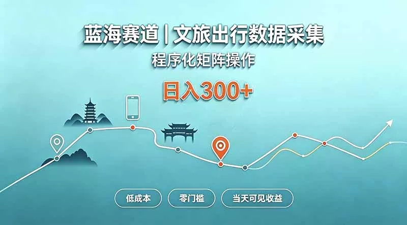 蓝海赛道 文旅出行数据采集 程序化矩阵操作 低成本 零门槛 当天可见收益 日入300+-2爱1学习资源网-伴学无忧