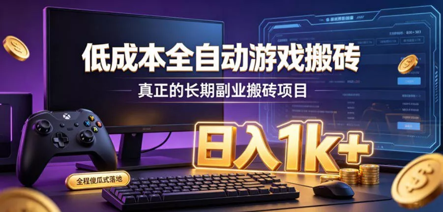 低成本全自动游戏搬砖，真正的长期副业搬砖项目，日入1k+，全程傻瓜式落地【揭秘】-2爱1学习资源网-伴学无忧