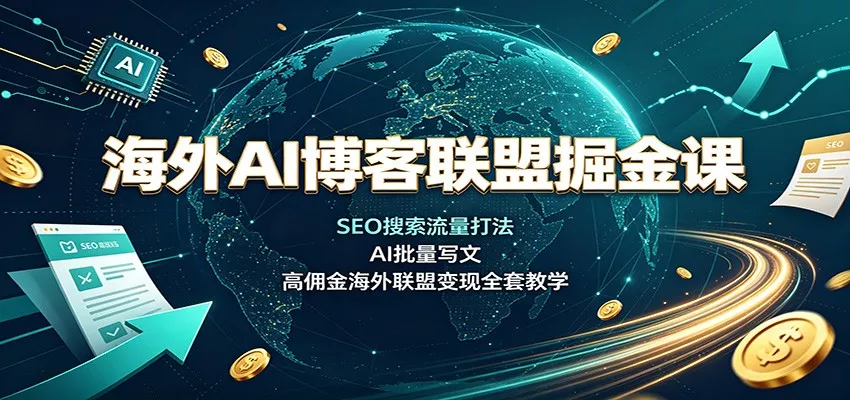 海外AI博客联盟掘金课：SEO搜索流量打法，AI批量写文，高佣金海外联盟变现全套教学-2爱1学习资源网-伴学无忧