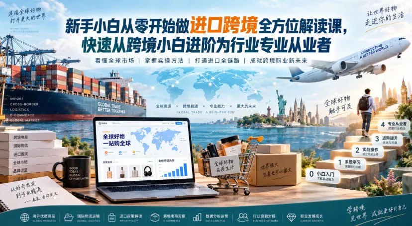 新手小白从零开始做进口跨境全方位解读课，快速从跨境小白进阶为行业专业从业者-2爱1学习资源网-伴学无忧