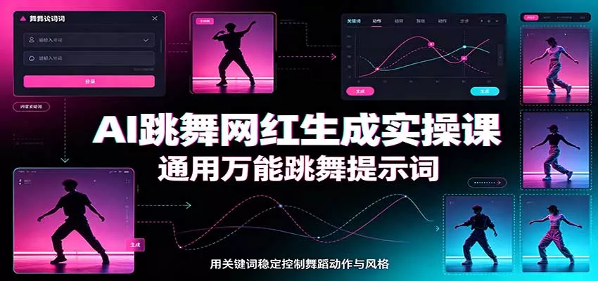 AI跳舞网红生成实操课：通用万能跳舞提示词，多模型适配，人物舞蹈视频制作全套教学-2爱1学习资源网-伴学无忧