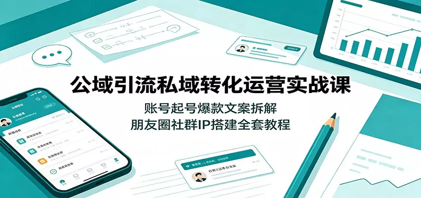 公域引流私域转化运营实战课：账号起号爆款文案拆解，朋友圈社群IP搭建全套教程-2爱1学习资源网-伴学无忧