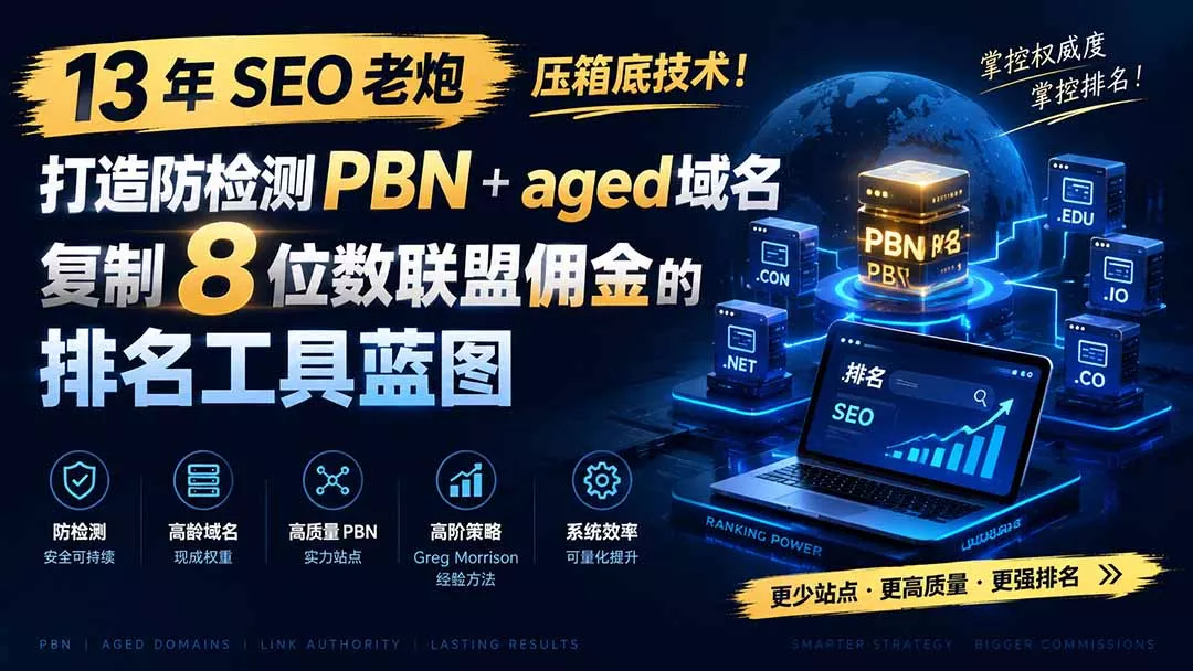 13 年 SEO 老炮压箱底技术！打造防检测 PBN+aged 域名，复制 8 位数联盟佣金的排名工具蓝图【原创双语字幕】-2爱1学习资源网-伴学无忧